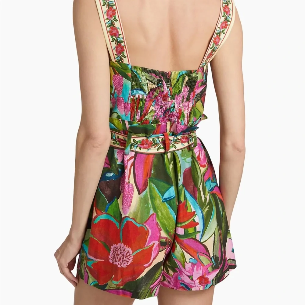 Farm Rio Jardin De Reve Floral Tie-Waist Romper - Picture 2 of 4